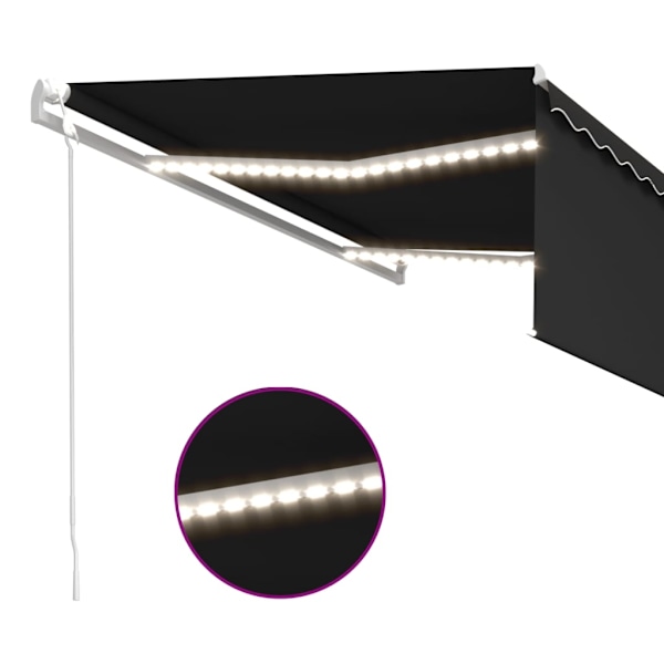 vidaXL Automatisk markis vindsensor rullgardin LED 4,5x3m antracit Antracit