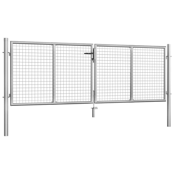 vidaXL Trädgårdsgrind galvaniserat stål 306x75 cm silver Silver