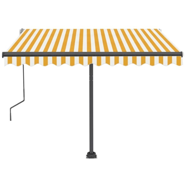 vidaXL Fristående markis manuellt infällbar 350x250 cm gul/vit Gul