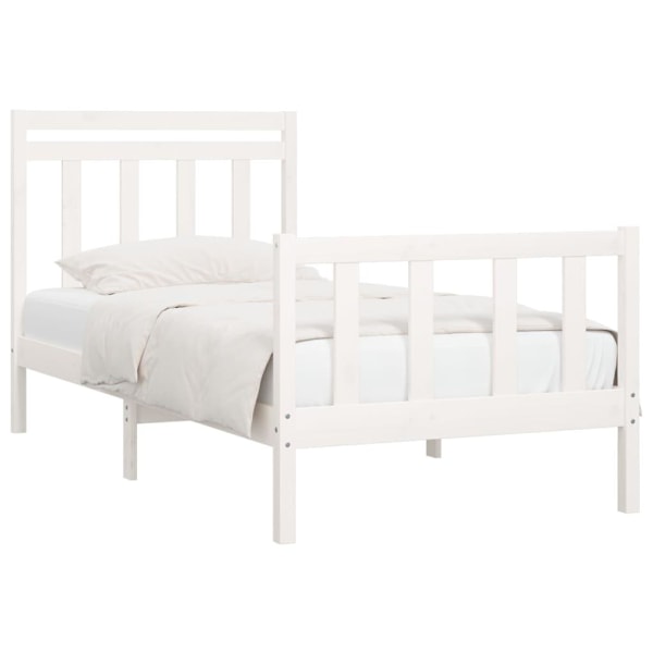 vidaXL Sängram vit massiv furu 100x200 cm Vit