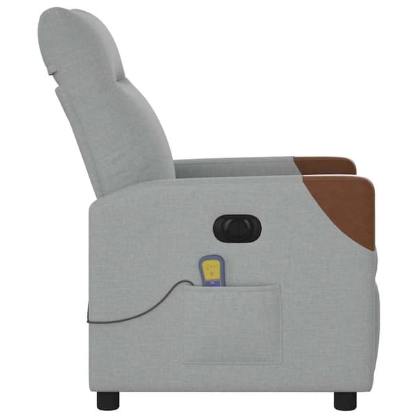 vidaXL Elektrisk massagefåtölj ljusgrå tyg Grå