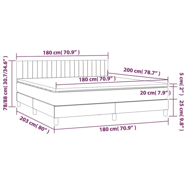 vidaXL Ramsäng med madrass mörkblå 180x200 cm sammet Blå