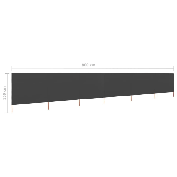 vidaXL Vindskydd 6 paneler tyg 800x120 cm antracit Antracit