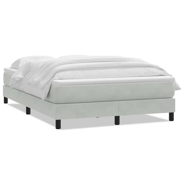 vidaXL Ramsäng med madrass ljusgrå 160x220 cm sammet Grå