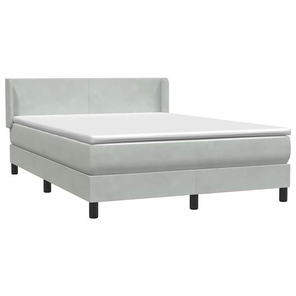 vidaXL Ramsäng med madrass ljusgrå 160x220 cm sammet Grå
