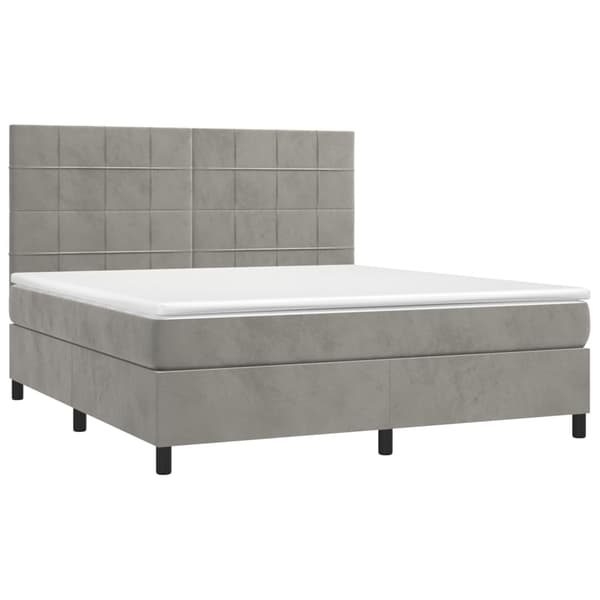 vidaXL Ramsäng med madrass ljusgrå 160x200 cm sammet Grå