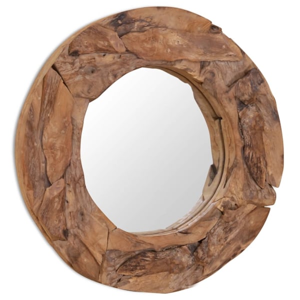 vidaXL Prydnadsspegel teak 60 cm rund Brun