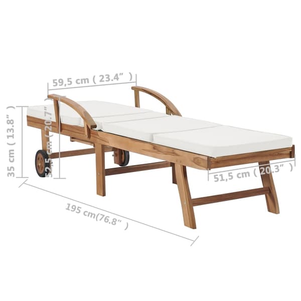 vidaXL Solsängar med dynor 2 st massiv teak gräddvit Creme