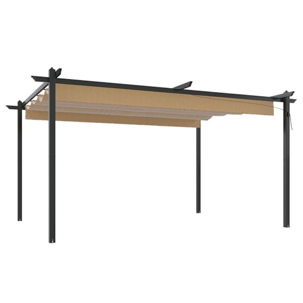 vidaXL Paviljong med infällbart tak 4x3 m taupe Taupe