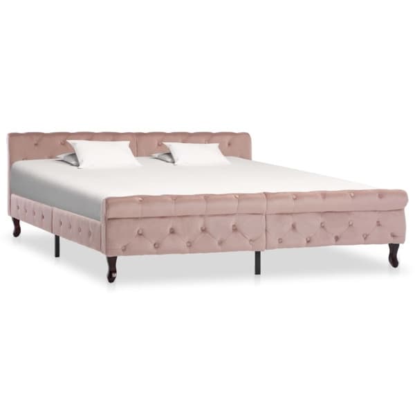 vidaXL Sängram rosa sammet 180x200 cm Rosa