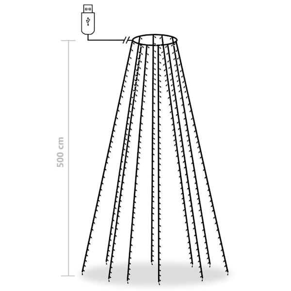 vidaXL Julgransbelysning 500 cm med 500 lysdioder färgglad inne/ute multifärg