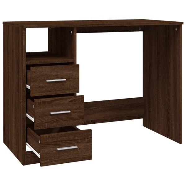 vidaXL Skrivbord med lådor brun ek 102x50x76 cm konstruerat trä Brun