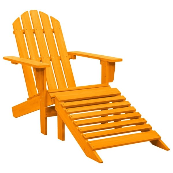 vidaXL Adirondackstol med fotpall massivt granträ orange Orange