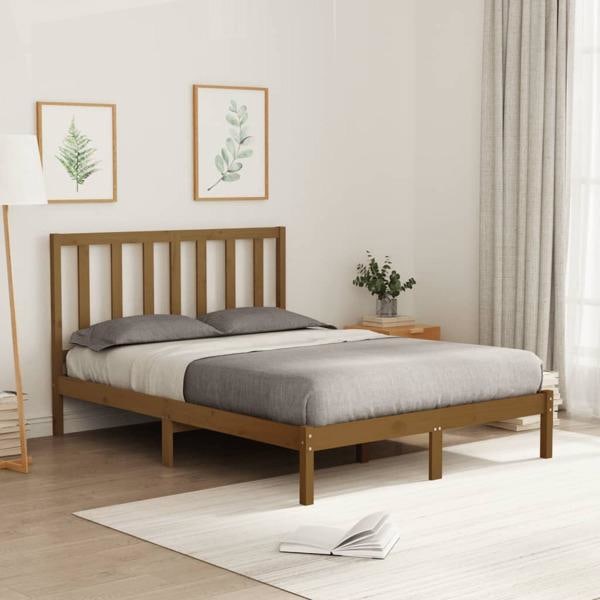 vidaXL Sängram honungsbrun massivt trä 120x200 cm Brun