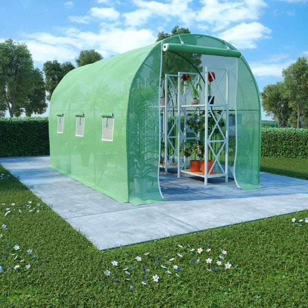 vidaXL Växthus 6,86 m² 3,43x2x2 m Grön