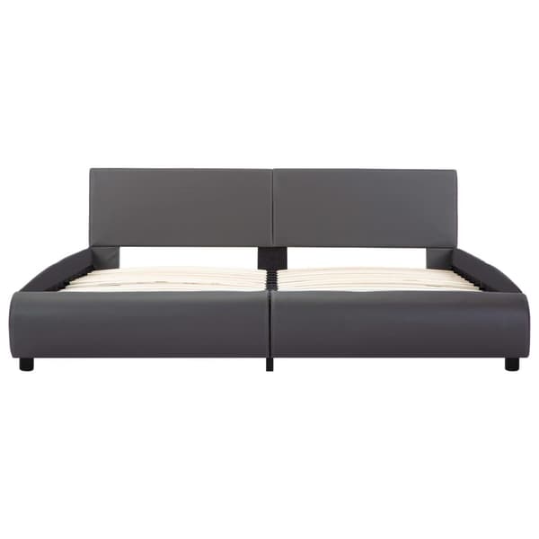 vidaXL Sängram med LED grå konstläder 160x200 cm grå
