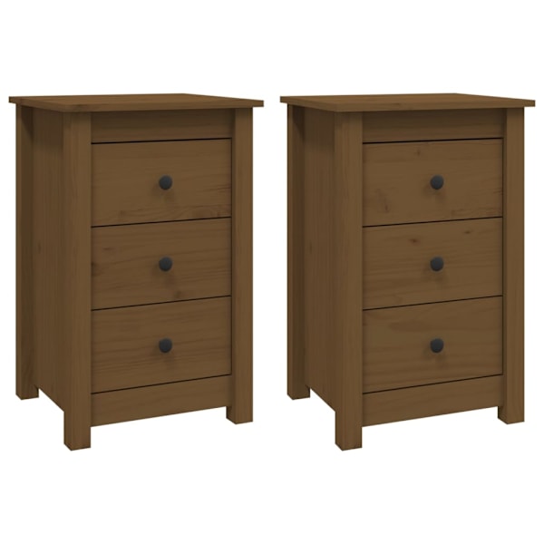 vidaXL Sängbord 2 st honungsbrun 40x35x61,5 cm massiv furu Brun