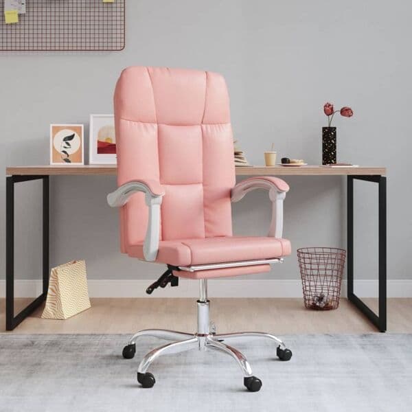 vidaXL Kontorsstol rosa konstläder Rosa