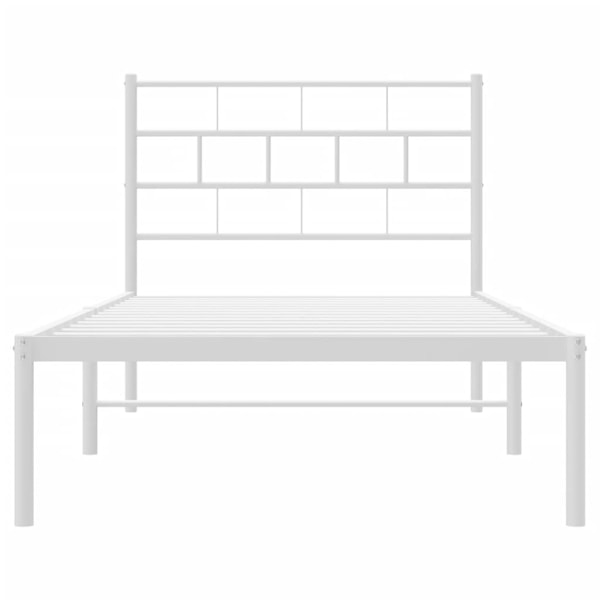 vidaXL Sängram med huvudgavel metall vit 100x200 cm Vit