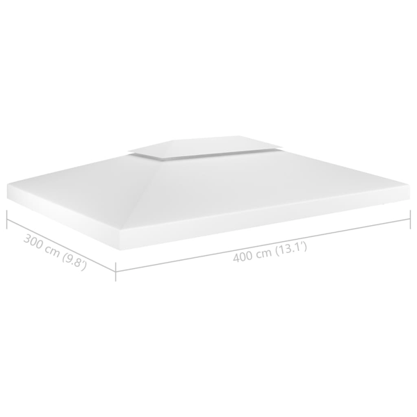 vidaXL Paviljongtak med ventilering 310 g/m² 4x3 m vit Vit