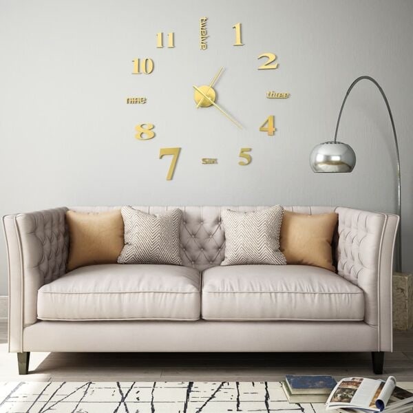 vidaXL Väggklocka 3D modern design 100 cm XXL guld Guld