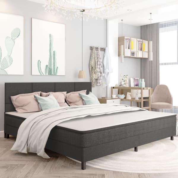 vidaXL Resårsäng mörkgrå tyg 200x200 cm grå