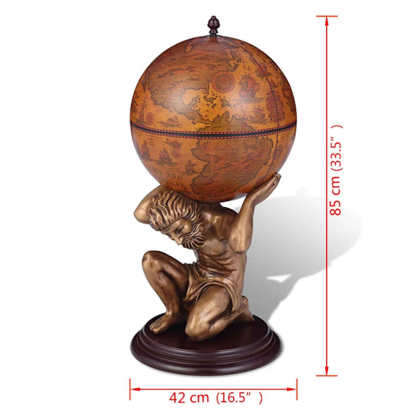 vidaXL Barskåp jordglob Atlas 42 x 85 cm Brun