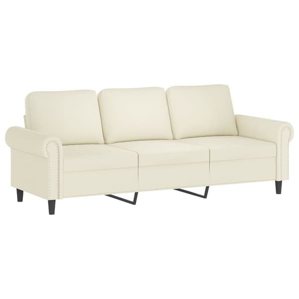 vidaXL 3-sitssoffa med fotpall gräddvit 180 cm sammet Kräm