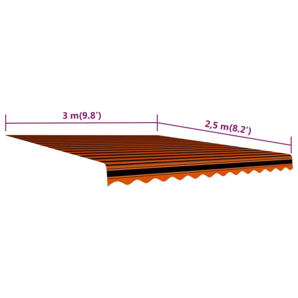 vidaXL Markisduk orange och brun 300x250 cm multifärg