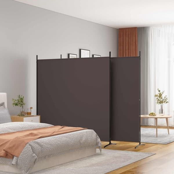 vidaXL Rumsavdelare 3 paneler brun 525x180 cm tyg Brun