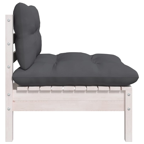 vidaXL Loungegrupp med dynor 3 delar vit massiv furu Vit