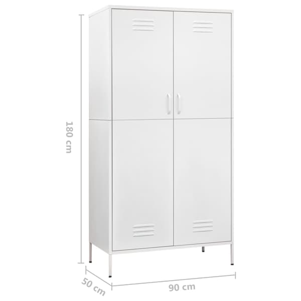 vidaXL Garderob 90x50x180 cm vit stål Vit