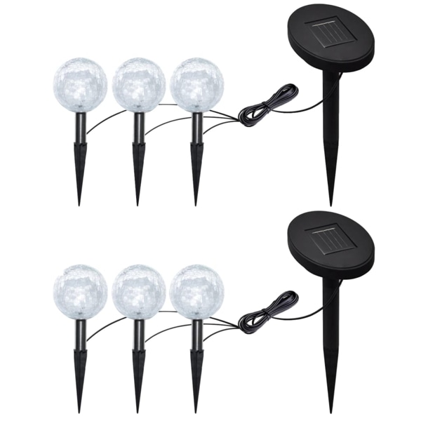 vidaXL Utomhuslampor 6 st LED med spett och solpaneler Vit