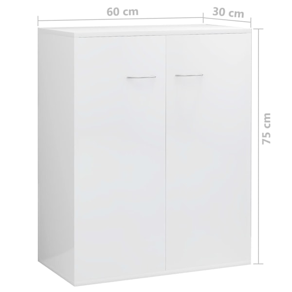 vidaXL Skänk vit högglans 60x30x75 cm konstruerat trä Vit