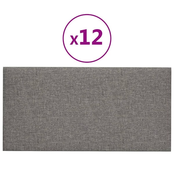 vidaXL Väggpaneler 12 st ljusgrå 30x15 cm tyg 0,54 m² Grå