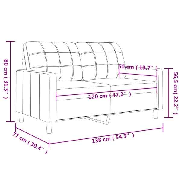 vidaXL Soffa 2-sits mörkgrå 120 cm tyg Grå