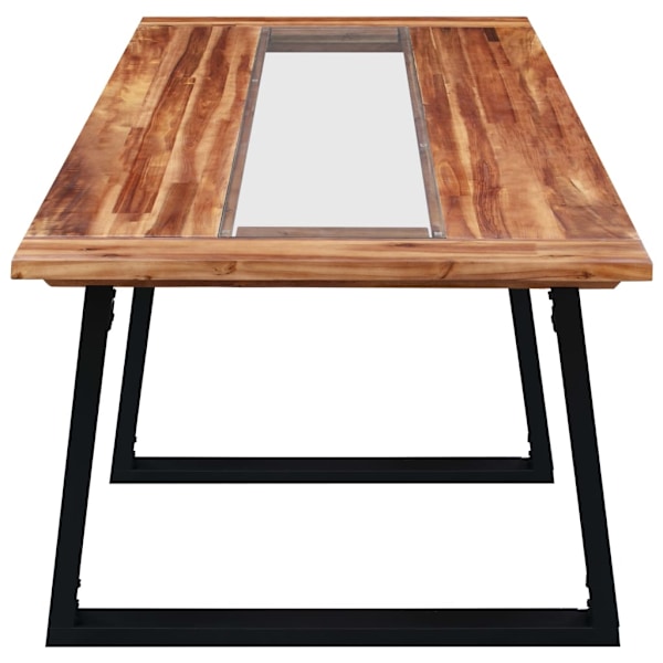 vidaXL Matbord 180x90x75 cm massivt akaciaträ och glas Brun