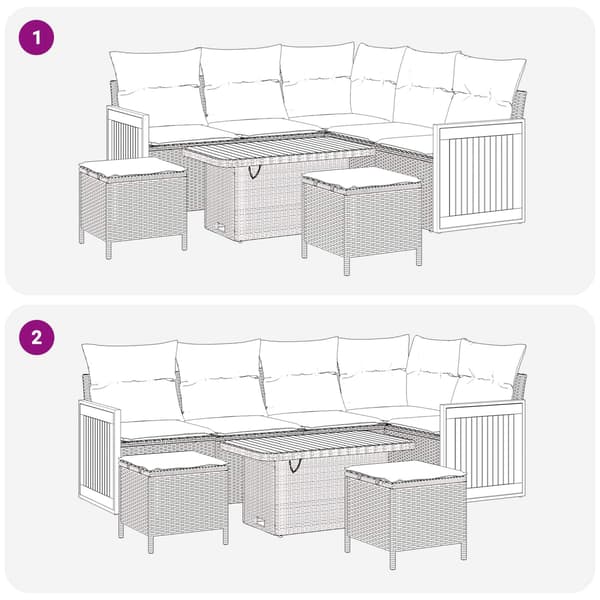 vidaXL Trädgårdsoffset 8 pcs Grå Poly Rattan och Pulverlackerad Stål Grå