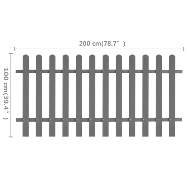 vidaXL Staket i WPC 200x100 cm grå grå