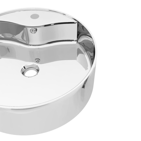 vidaXL Handfat med bräddavlopp 46,5x15,5 cm keramik silver Silver
