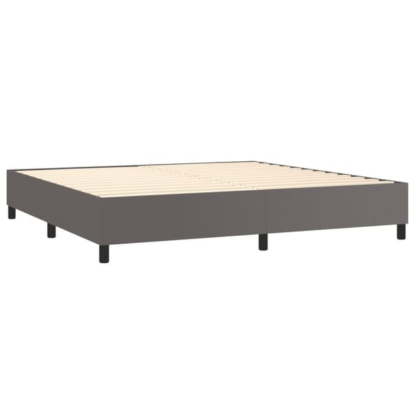 vidaXL Ramsäng med madrass & LED grå 200x200 cm konstläder Grå