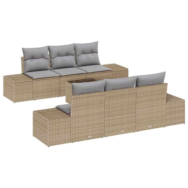 vidaXL Trädgårdsoffset 8 st Beige och Grå konstrotting Beige