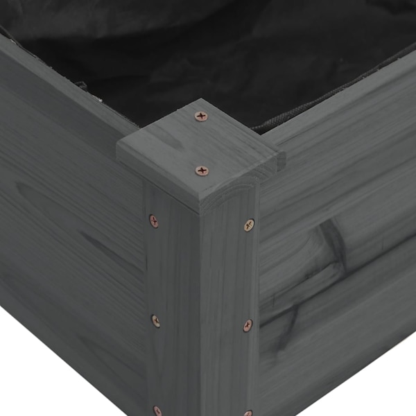 vidaXL Odlingslåda med foder grå 120x45x25 cm massivt granträ Grå