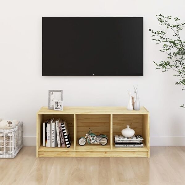 vidaXL Tv-bänk 104x33x41 cm massiv furu Brun