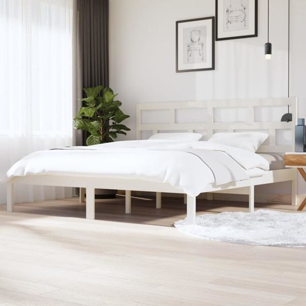 vidaXL Sängram vit massiv furu 200x200 cm Vit