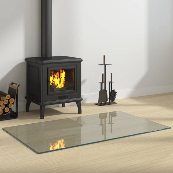 vidaXL Glasskiva för öppen spis rektangulär 100x60 cm