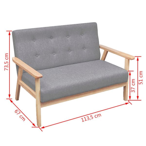 vidaXL Soffa + fotölj i trä med retrodesign grå grå