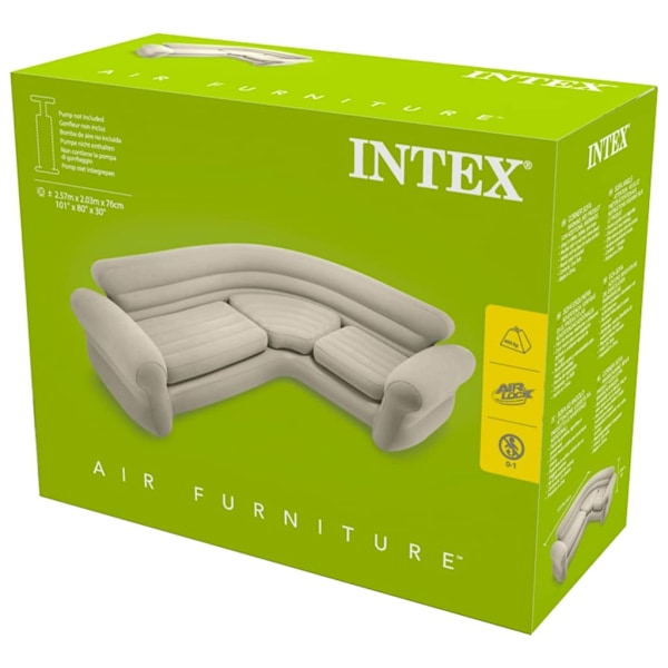 Intex Uppblåsbar hörnsoffa 257 x 203 76 cm 68575NP Beige