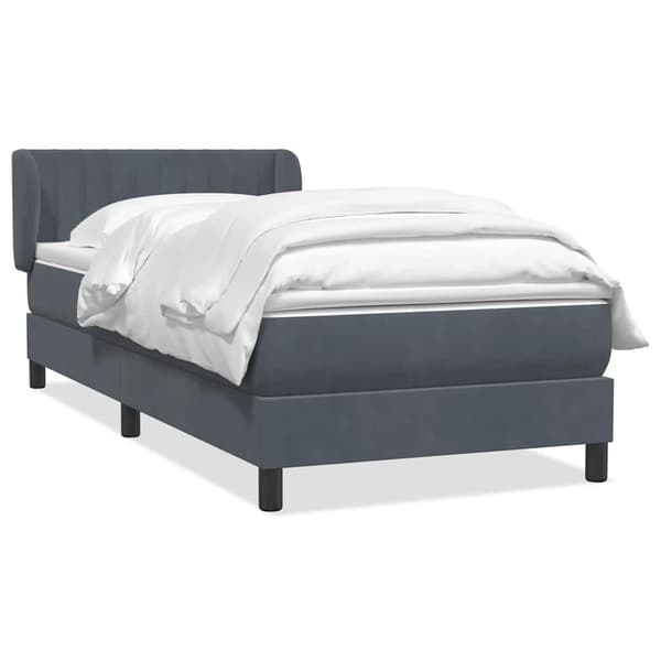 vidaXL Ramsäng med madrass mörkgrå 80x210 cm sammet Grå