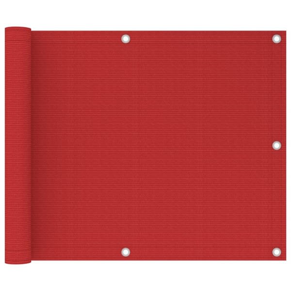 vidaXL Balkongskärm röd 75x300 cm HDPE Röd
